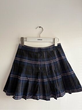 Navy and Pink Pleated Mini Skirt